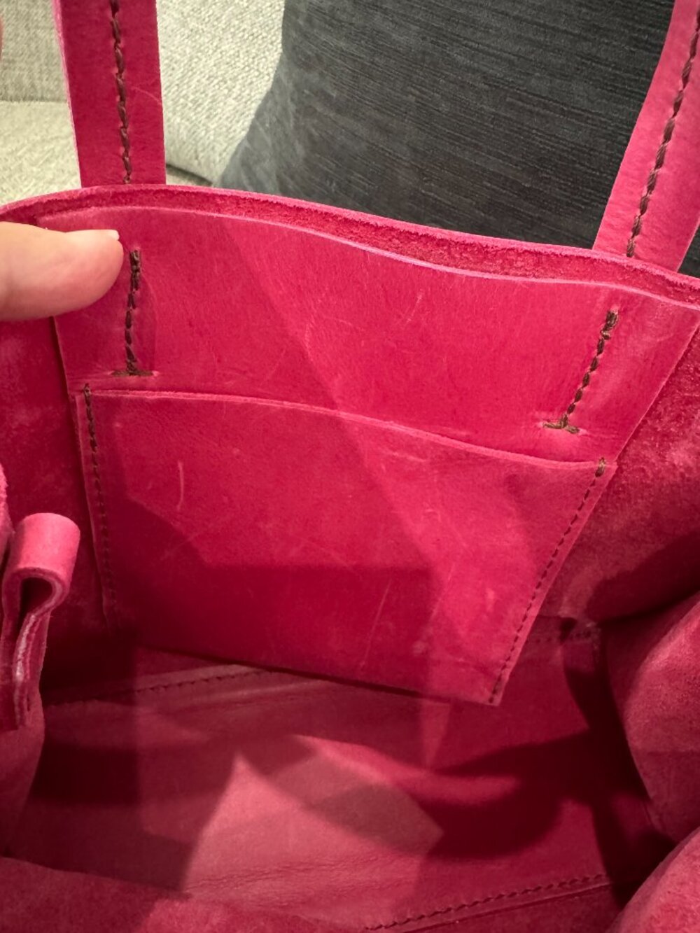 Parker Clay Avila Mini Tote Fuchsia Ethiopian Leather Quiet Luxury Handbag - Picture 10 of 12